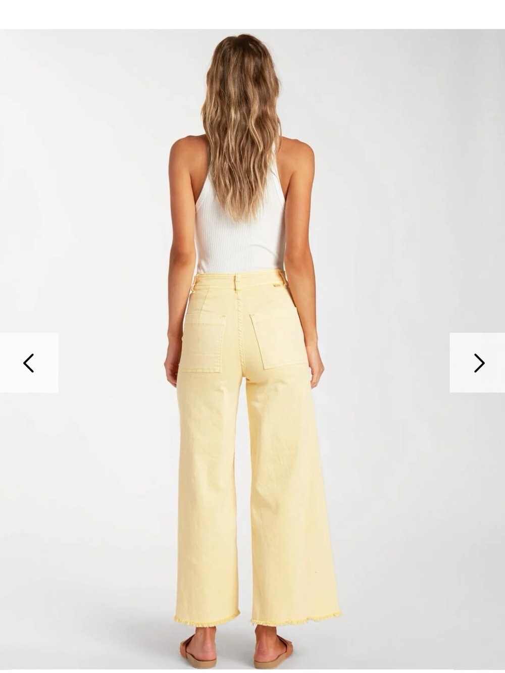 Billabong Soft Yellow High-Rise Wide Leg Bootcut Pants trousers size 26 - Picture 2 of 13
